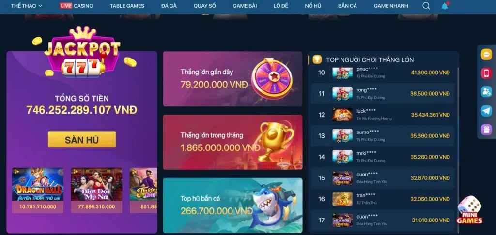 Giao diện game Nổ Hũ Slot365